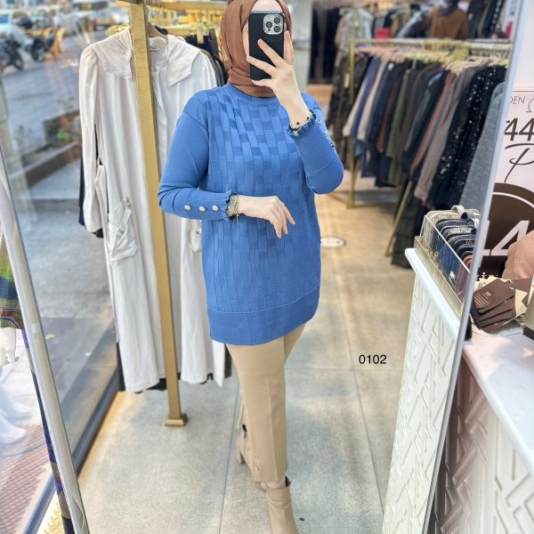 0102 Kareli Tunik - Görsel 2