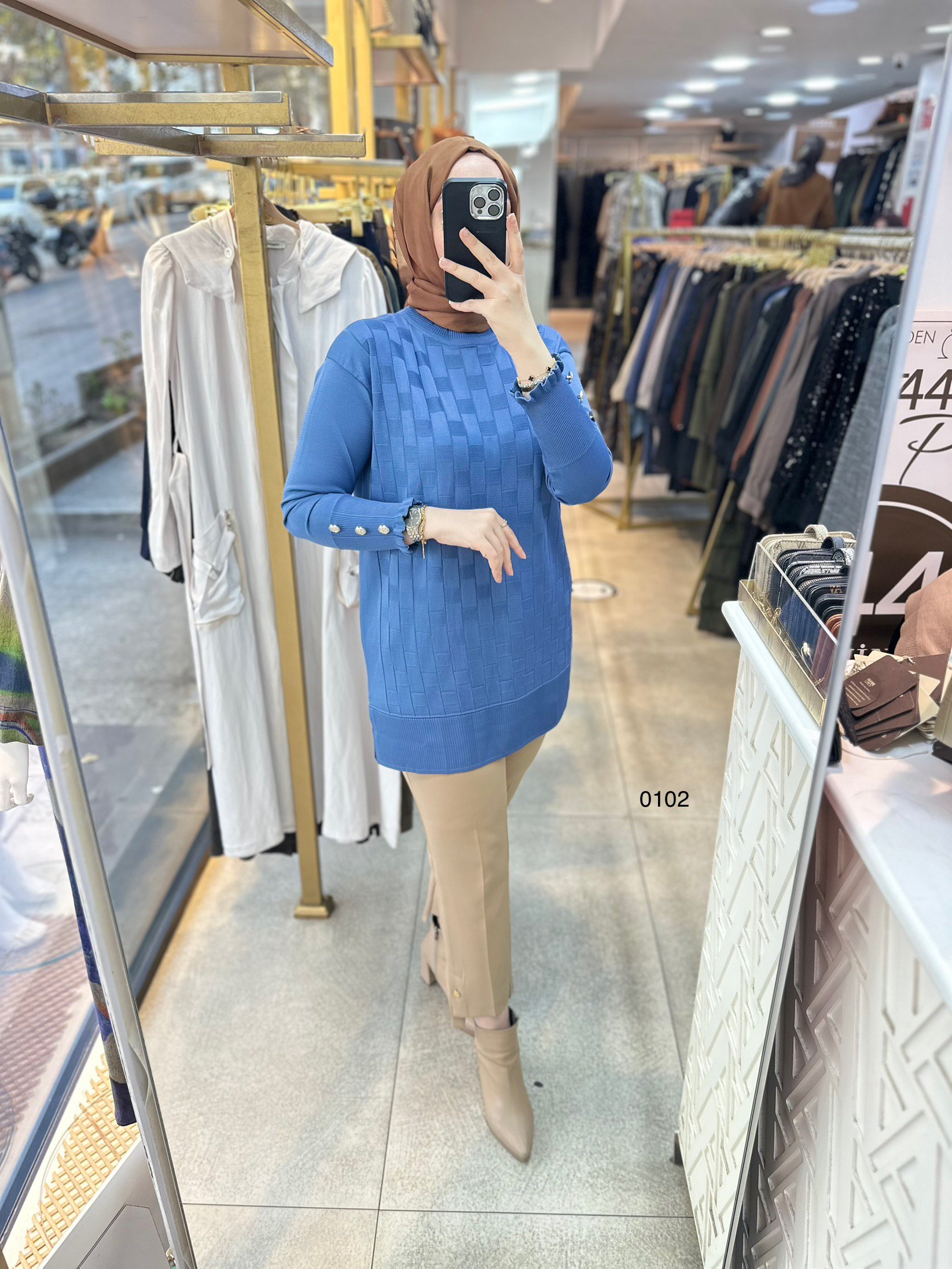 0102 Kareli Tunik - Görsel 2