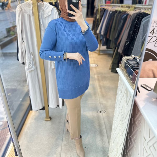 0102 Kareli Tunik - Görsel 3