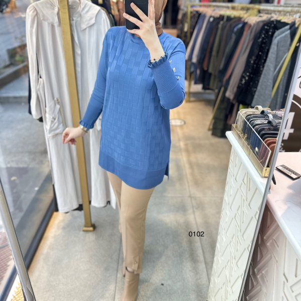 0102 Kareli Tunik - Görsel 1