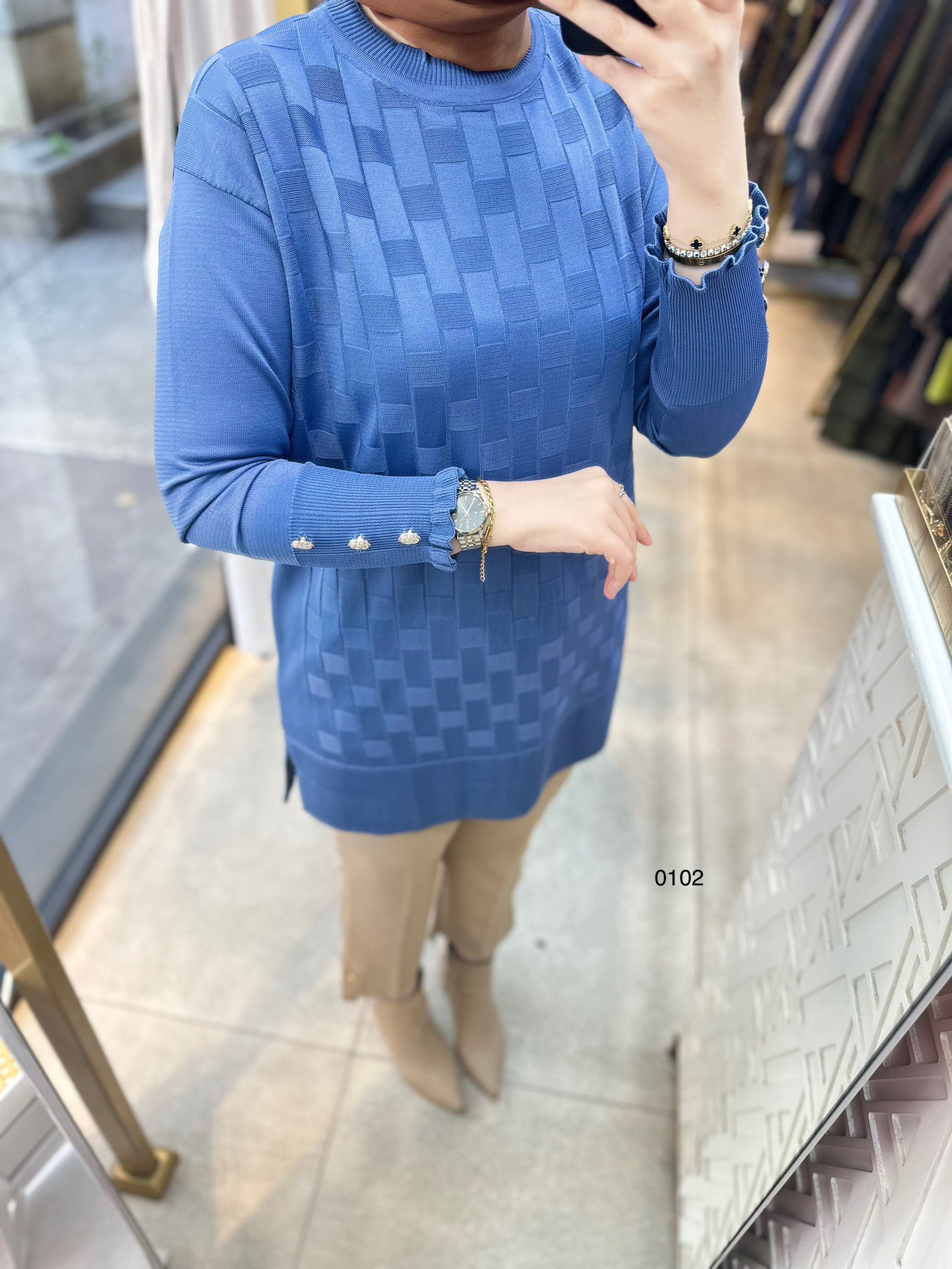 0102 Kareli Tunik - Görsel 4