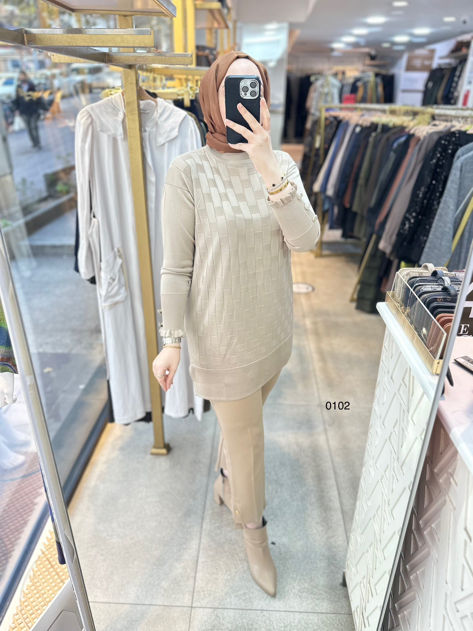 0102 Kareli Tunik - Görsel 7