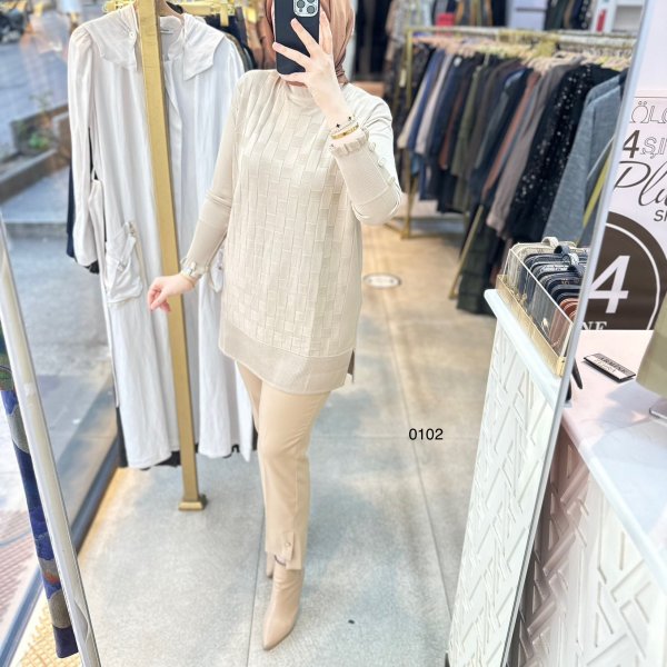 0102 Kareli Tunik - Görsel 5