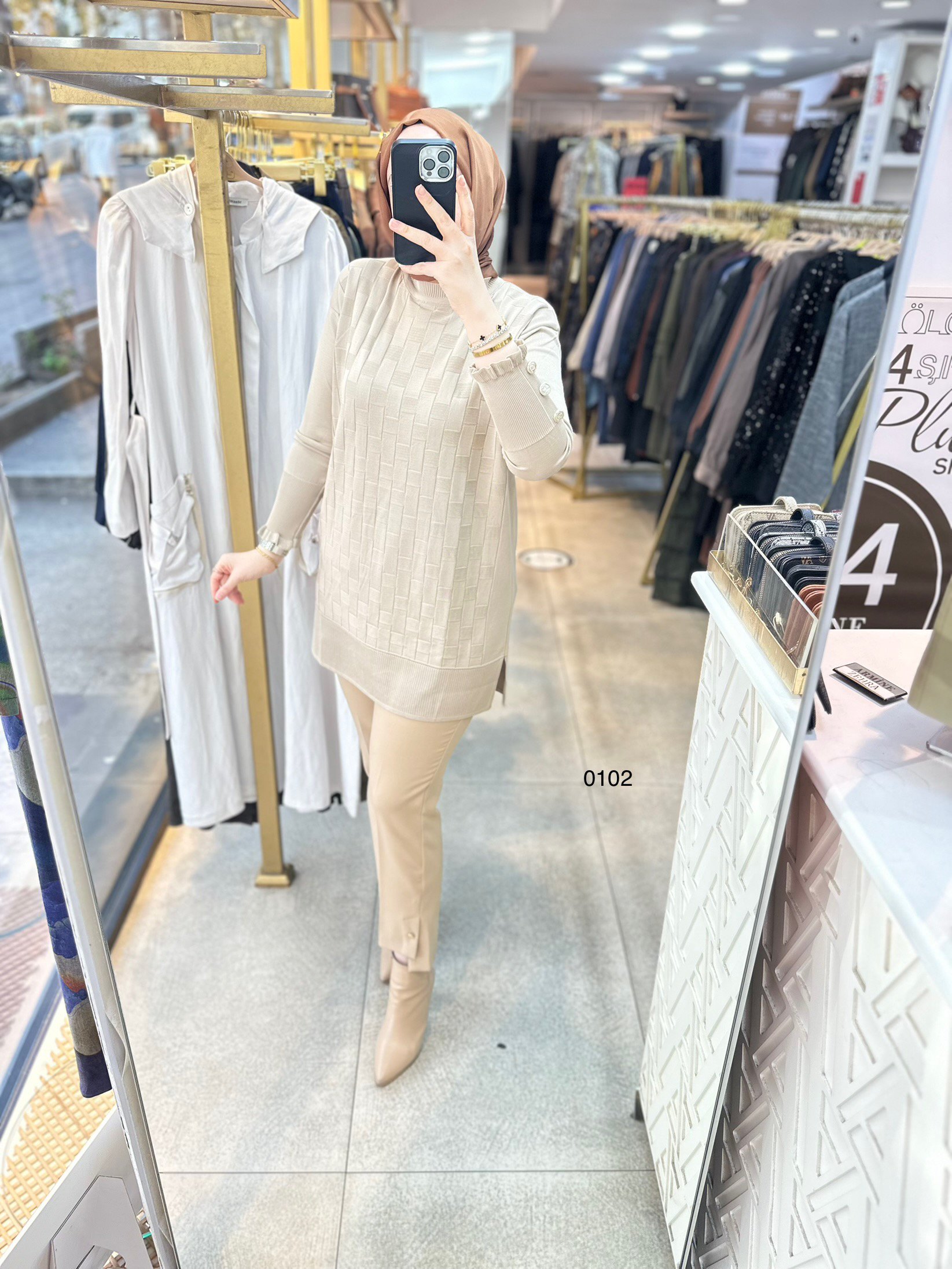 0102 Kareli Tunik - Görsel 5