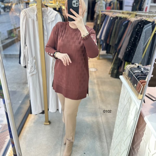 0102 Kareli Tunik - Görsel 9