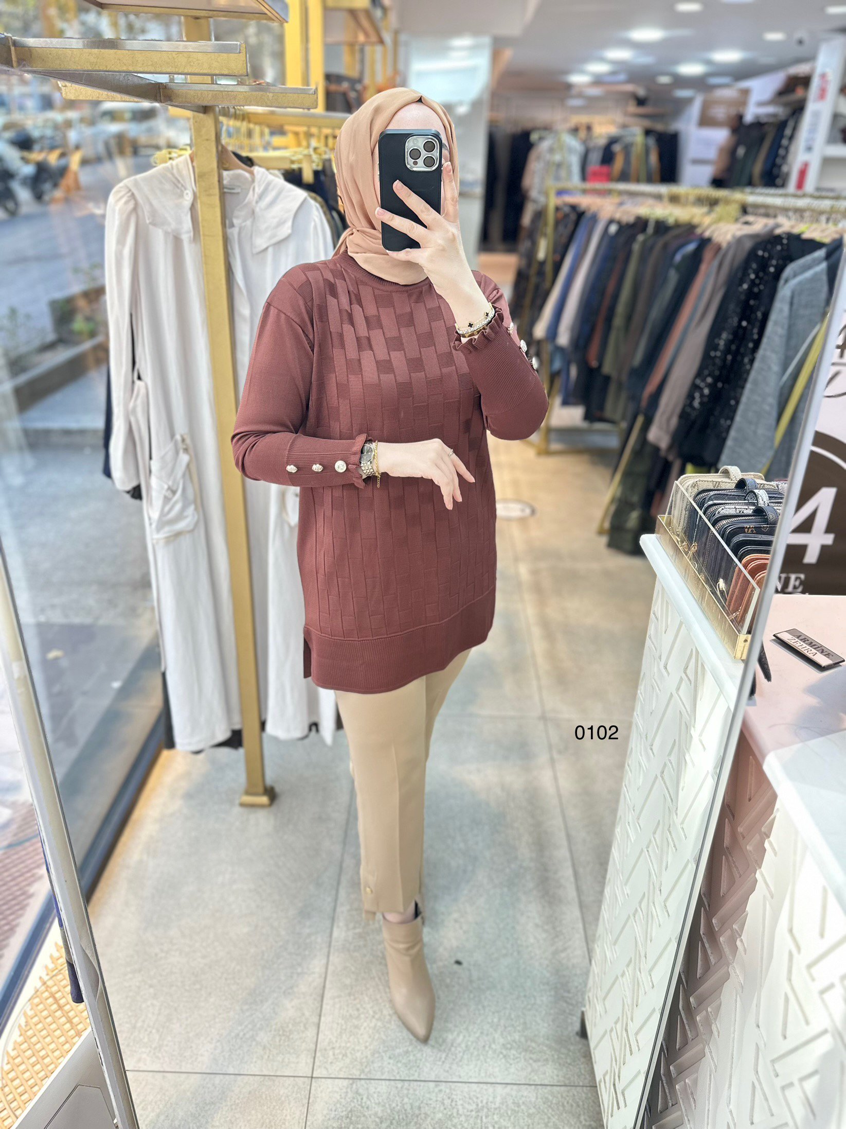 0102 Kareli Tunik - Görsel 10