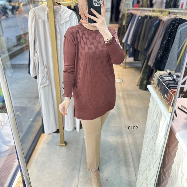 0102 Kareli Tunik - Görsel 22