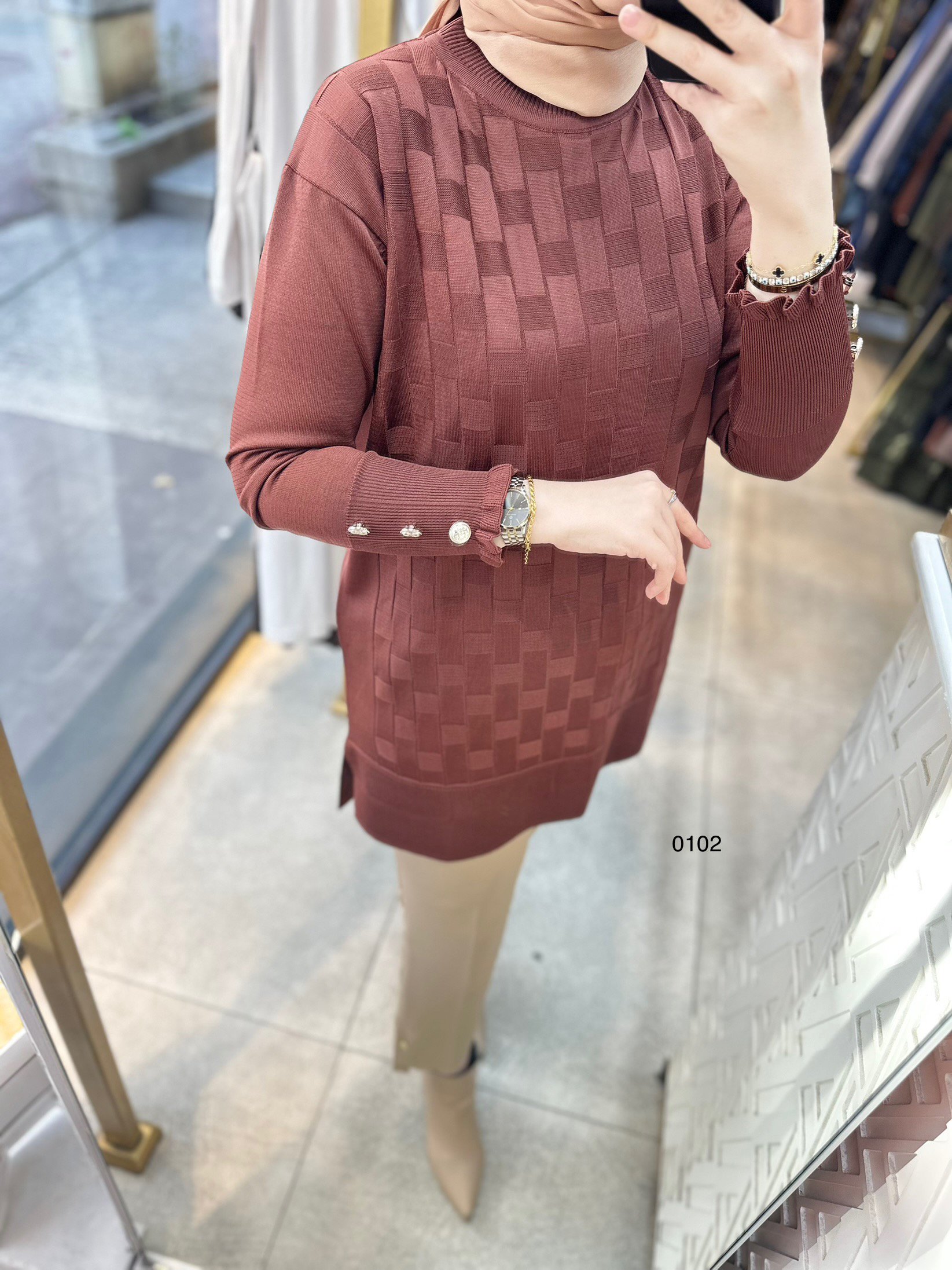 0102 Kareli Tunik - Görsel 12