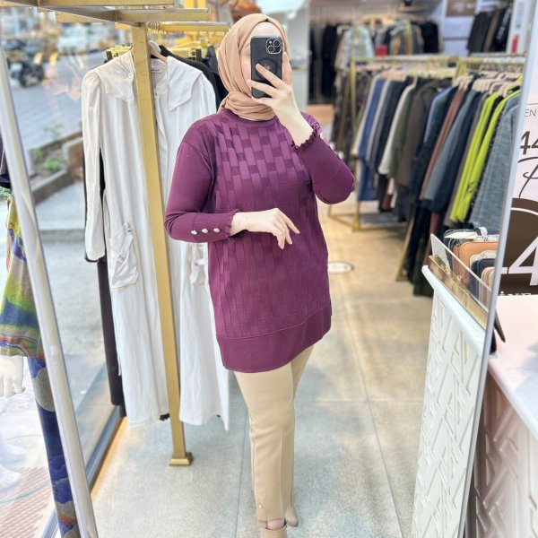 0102 Kareli Tunik - Görsel 18