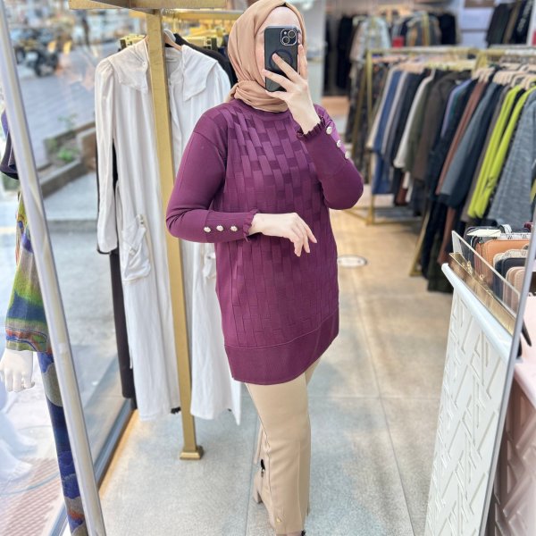 0102 Kareli Tunik - Görsel 13
