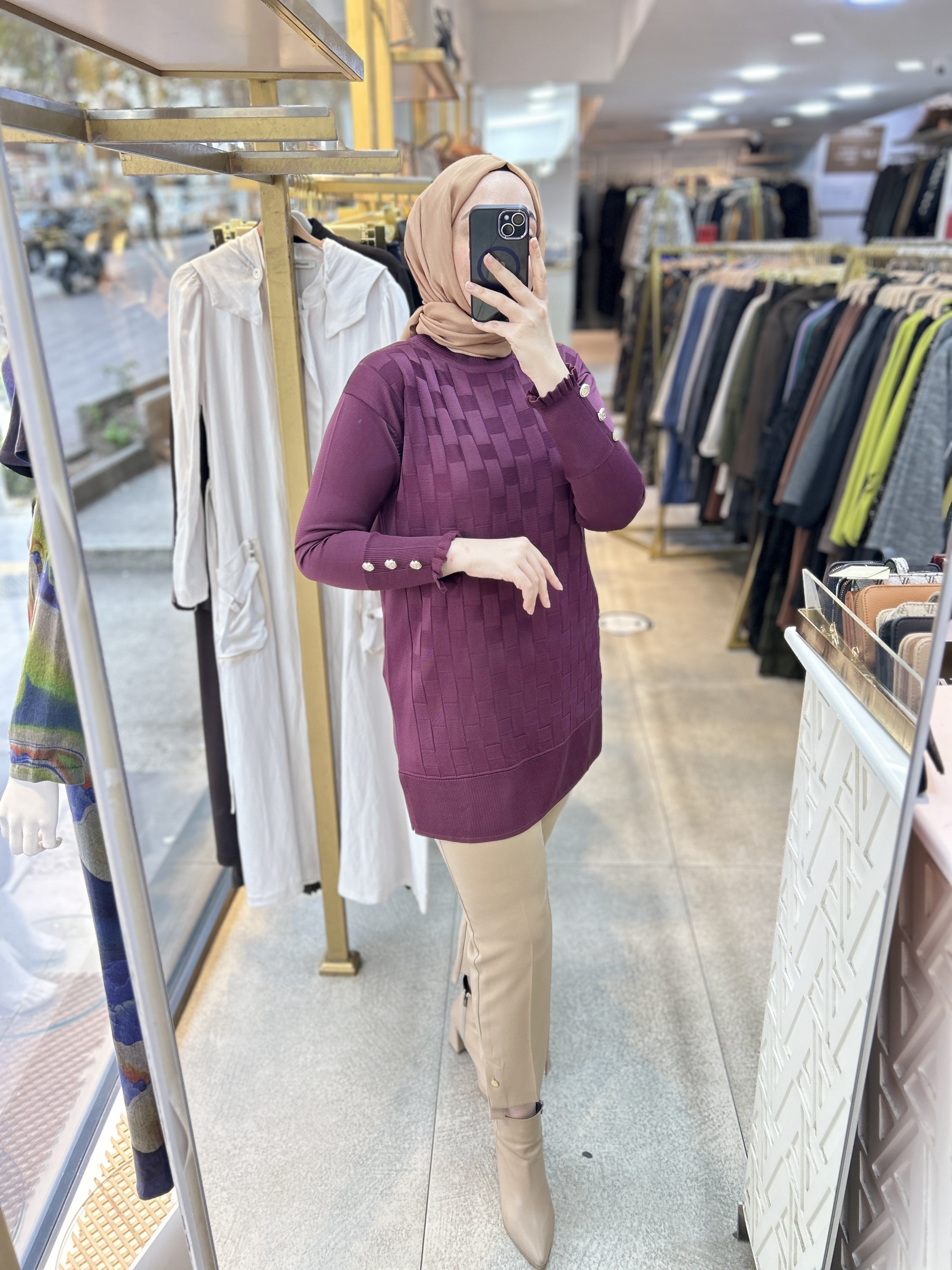 0102 Kareli Tunik - Görsel 13