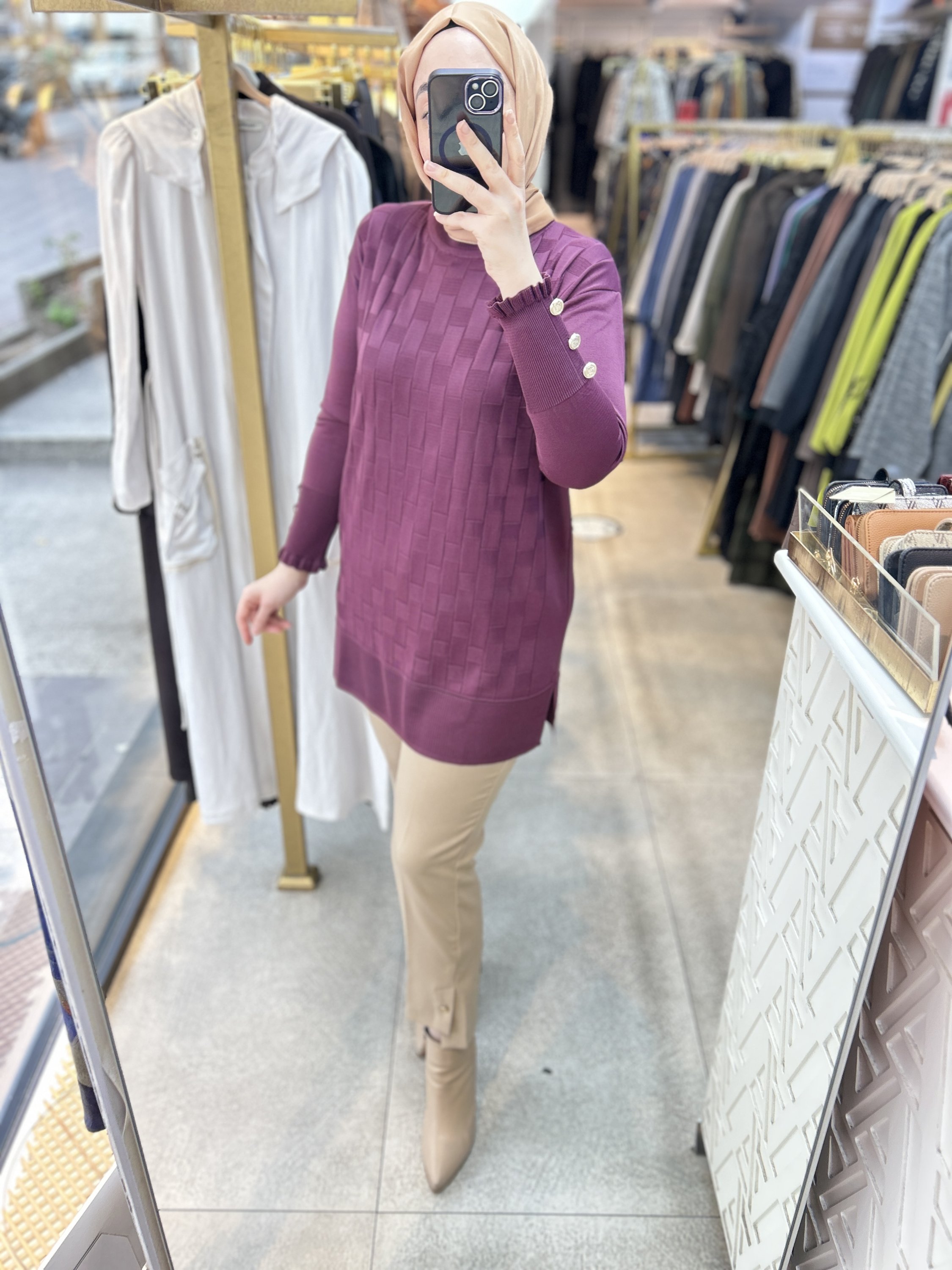 0102 Kareli Tunik - Görsel 15