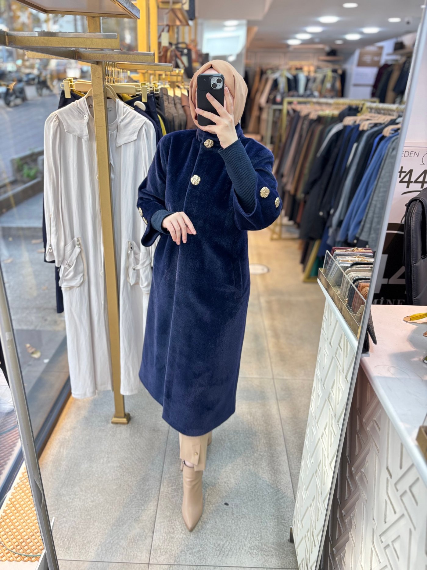 8653 Düğmeli Kaşe Kaban