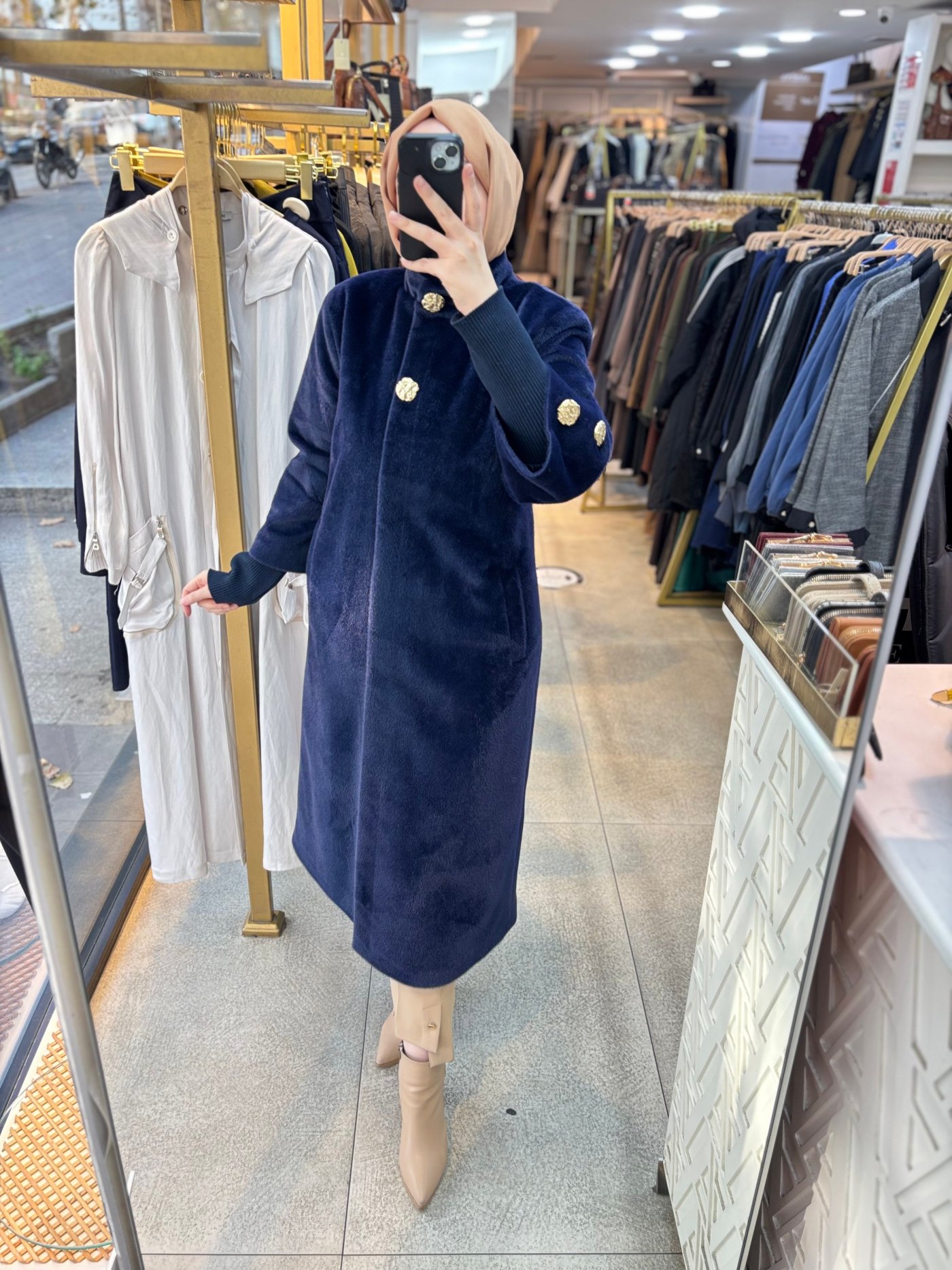 8653 Düğmeli Kaşe Kaban