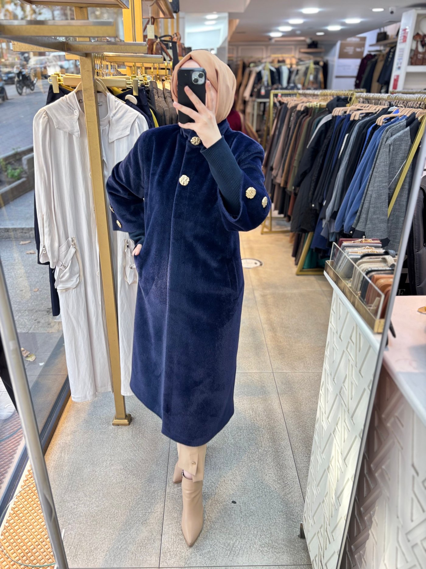 8653 Düğmeli Kaşe Kaban