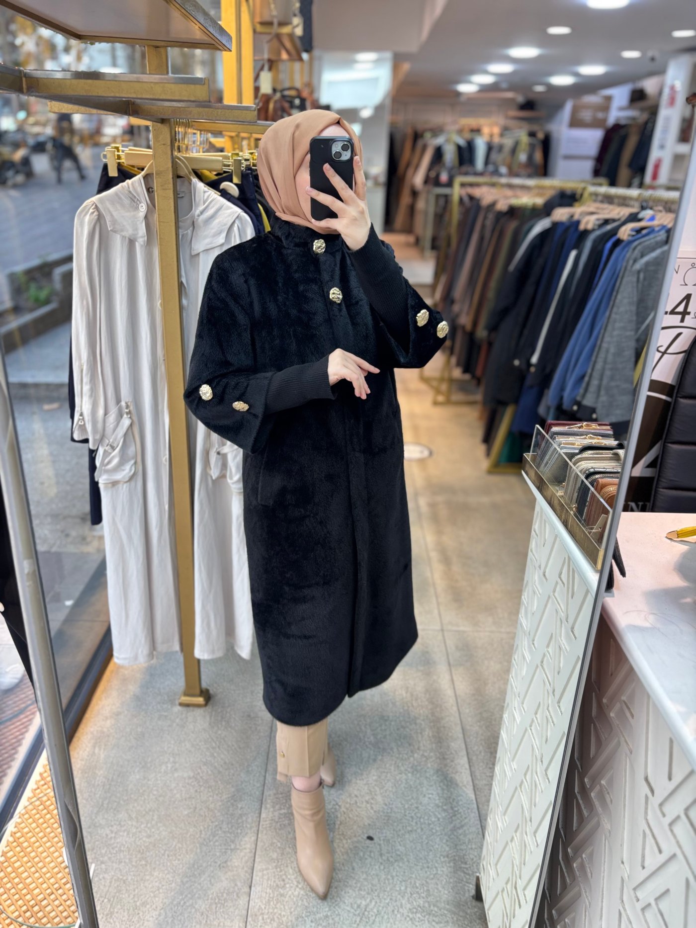 8653 Düğmeli Kaşe Kaban