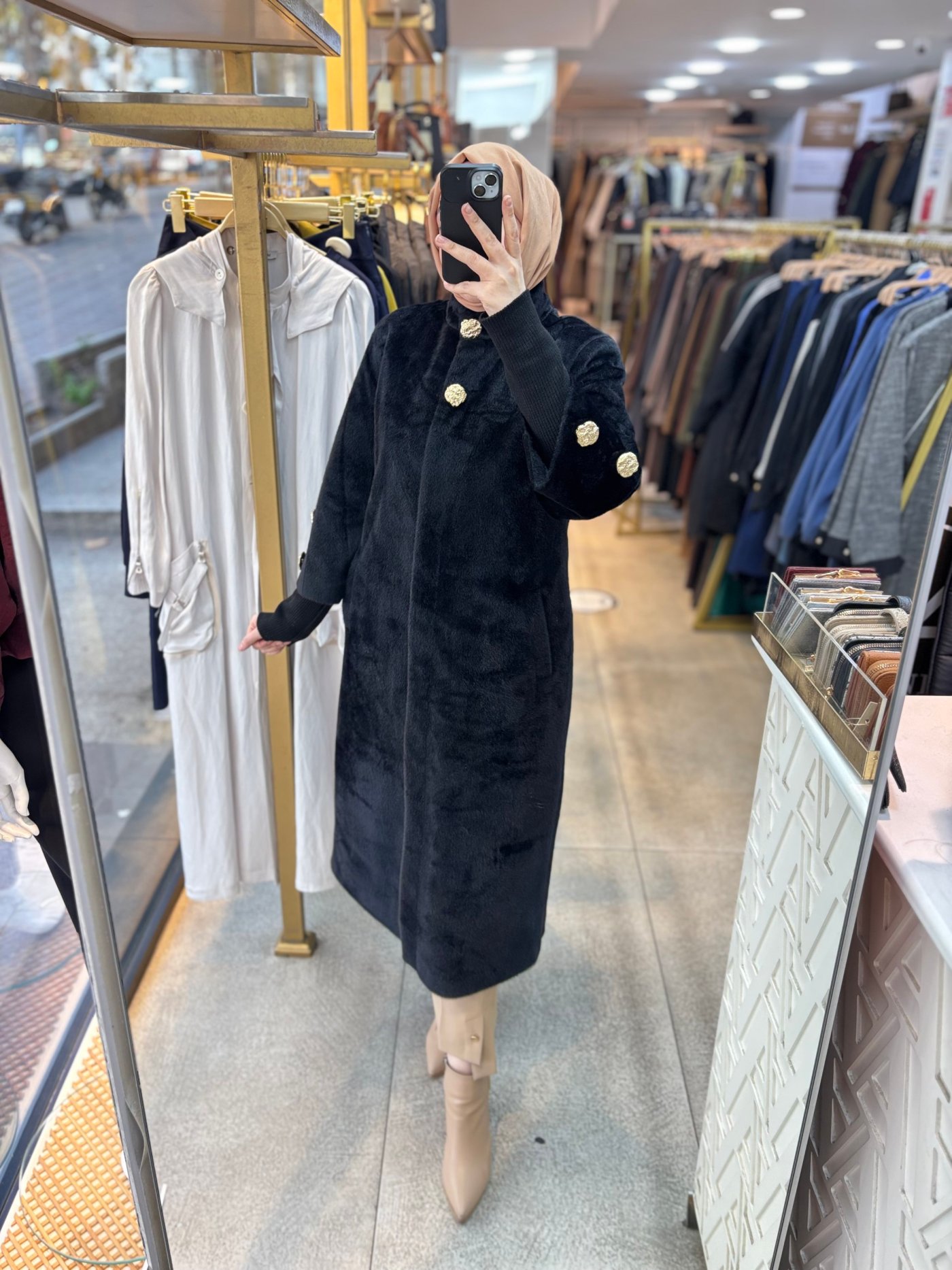 8653 Düğmeli Kaşe Kaban