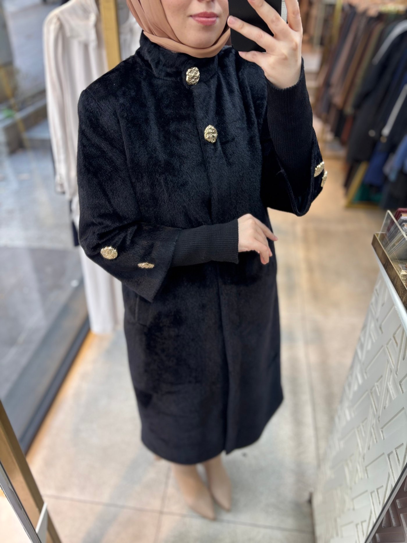 8653 Düğmeli Kaşe Kaban