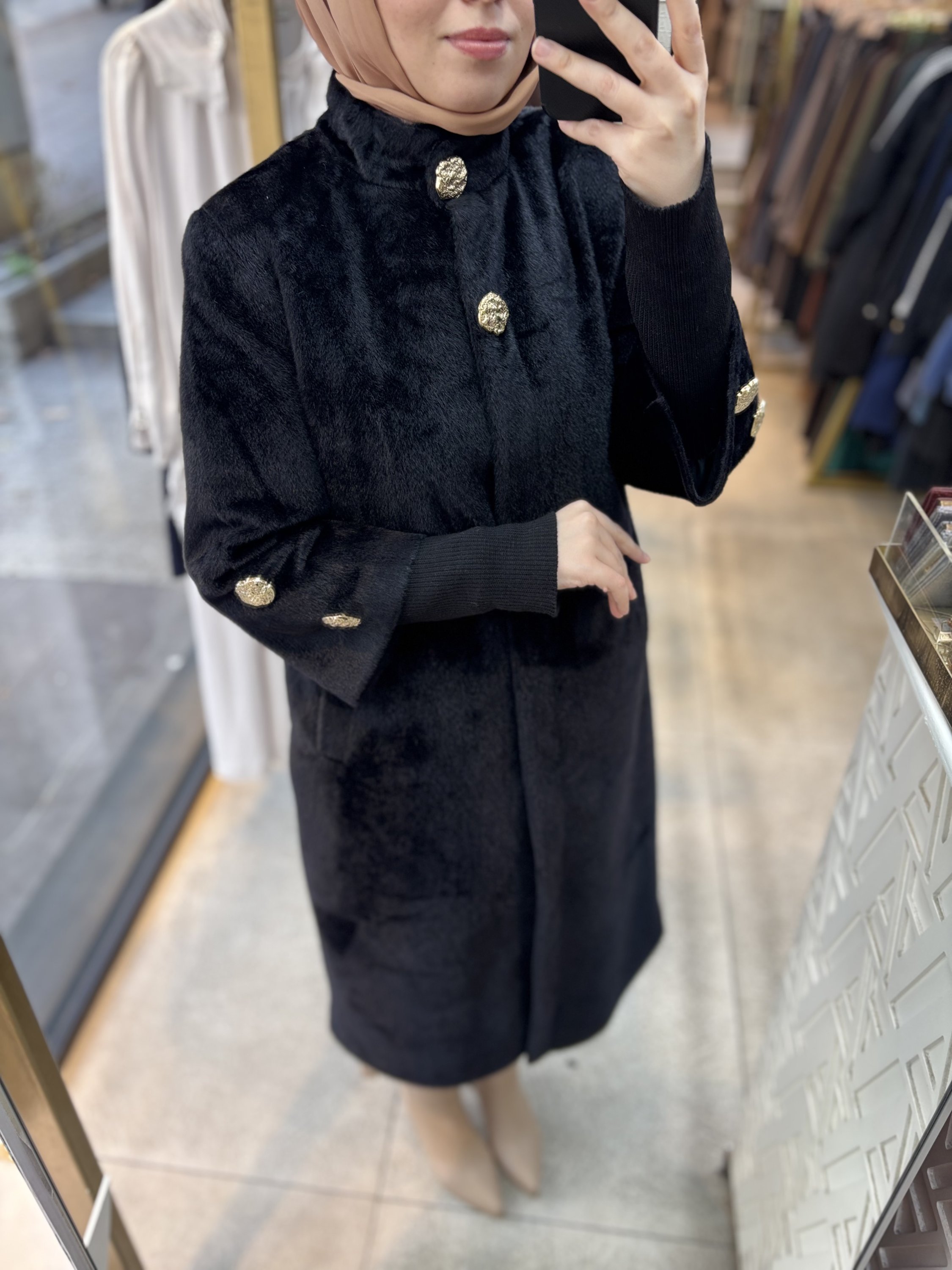 8653 Düğmeli Kaşe Kaban - Görsel 13