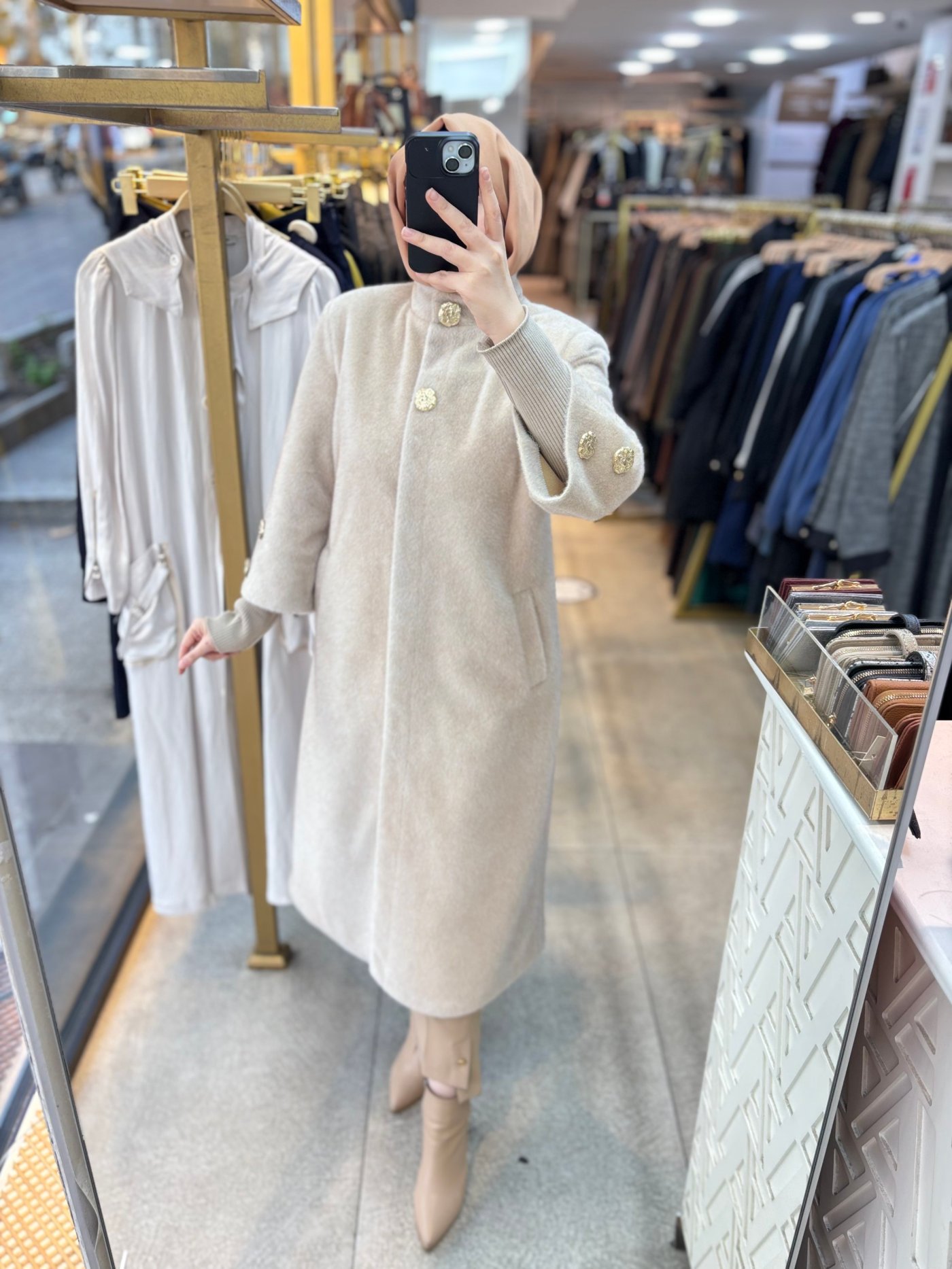 8653 Düğmeli Kaşe Kaban