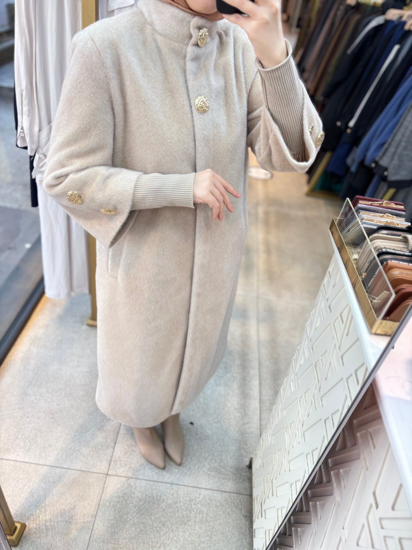 8653 Düğmeli Kaşe Kaban