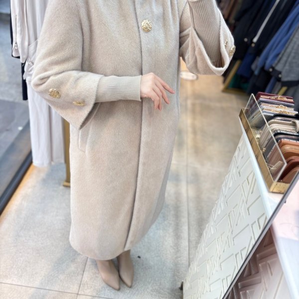 8653 Düğmeli Kaşe Kaban - Görsel 8