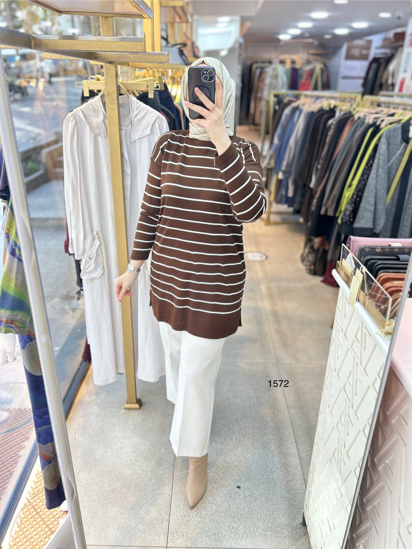 1572 Çizgili Triko Tunik - Görsel 6