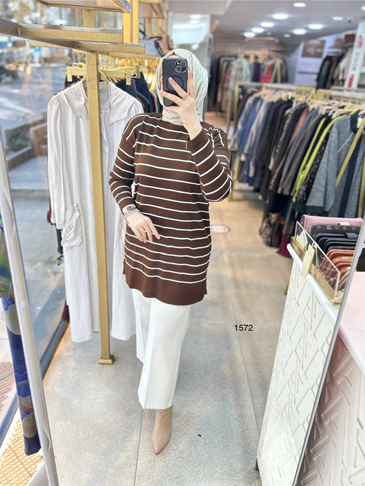 1572 Çizgili Triko Tunik