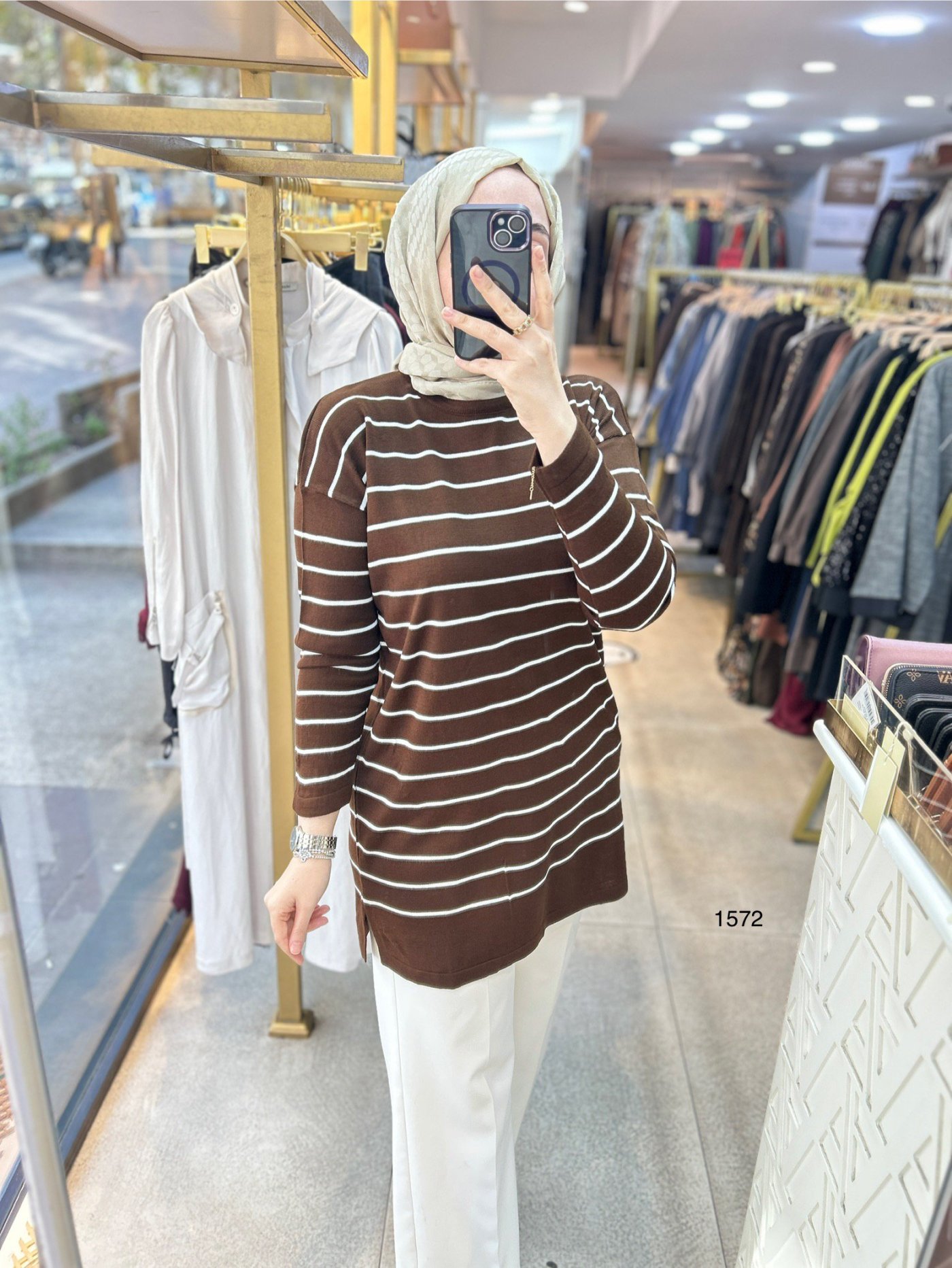 1572 Çizgili Triko Tunik