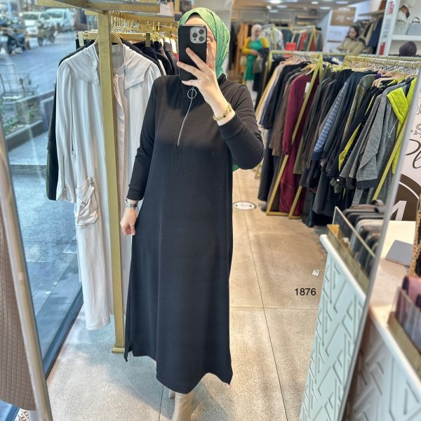 1876 Ön Fermuarlı Elbise - Görsel 19