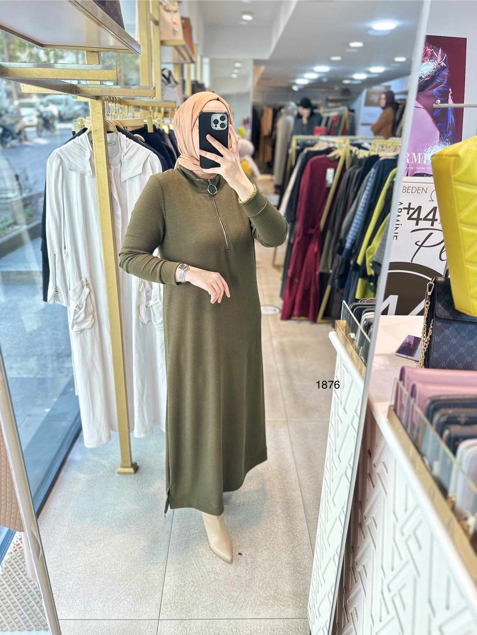 1876 Ön Fermuarlı Elbise - Görsel 18