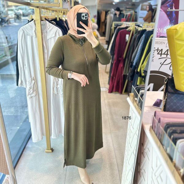 1876 Ön Fermuarlı Elbise - Görsel 15