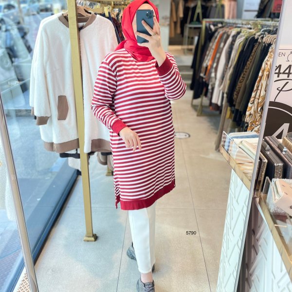 5790 Çizgili Tunik - Görsel 4