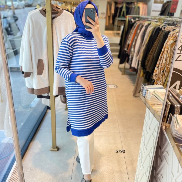 5790 Çizgili Tunik - Görsel 2