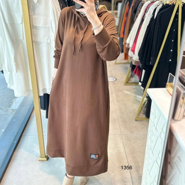 1356 İKİ İPLİK SPOR BOYDAN UZUN ELBİSE - Görsel 7