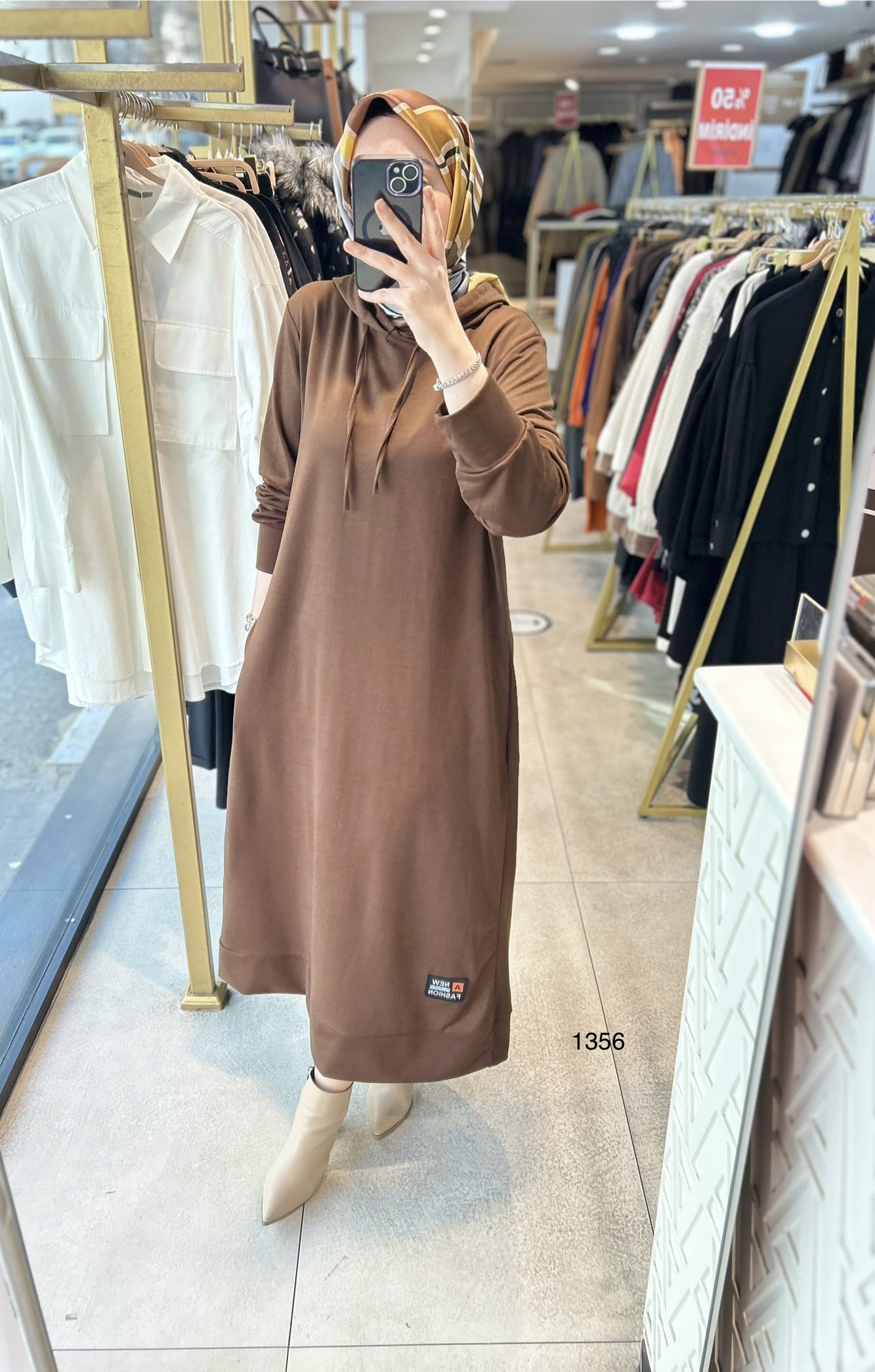 1356 İKİ İPLİK SPOR BOYDAN UZUN ELBİSE