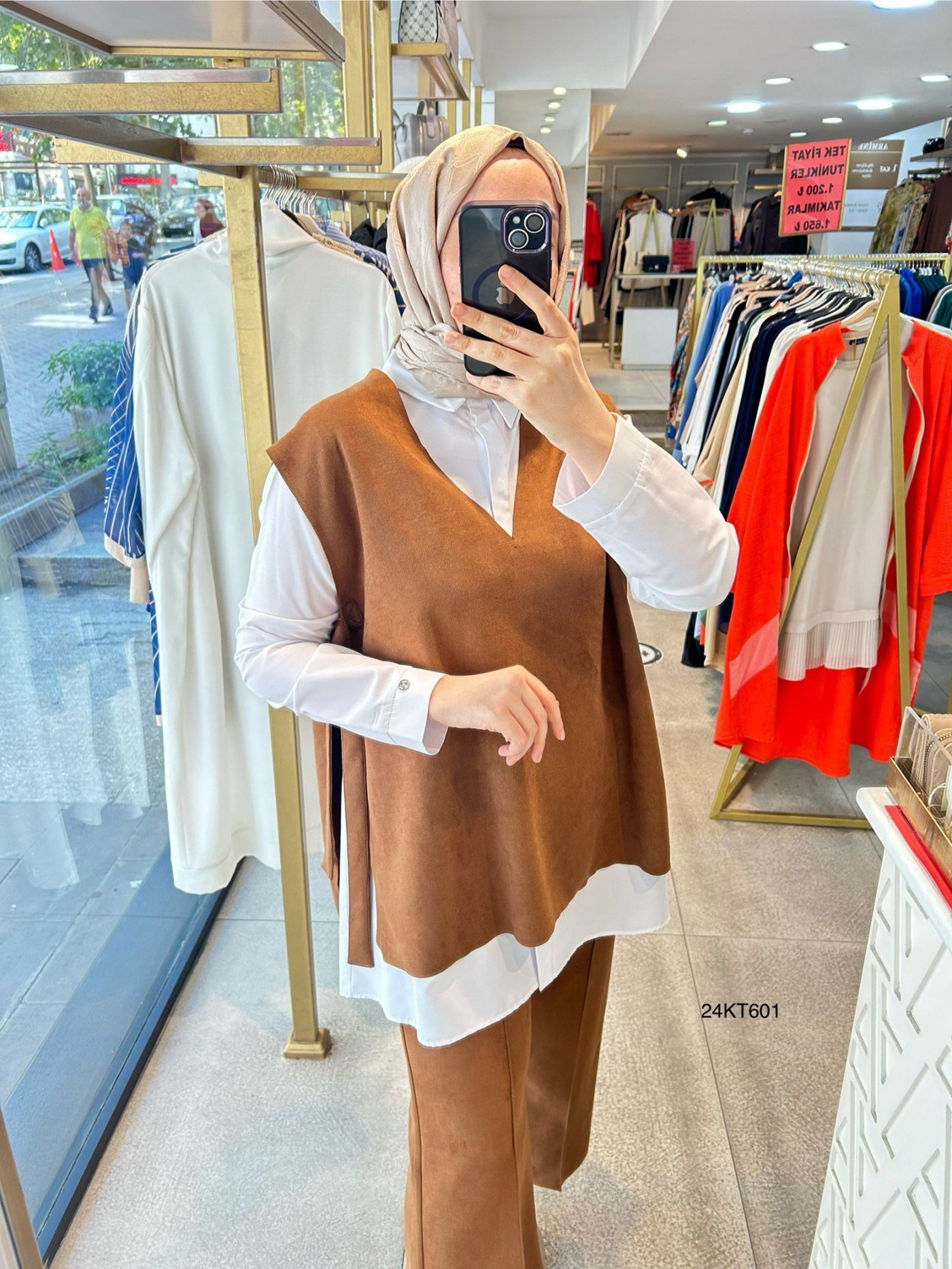 24KT601 Armine Trend Nubuk Kumaş 3'lü Takım