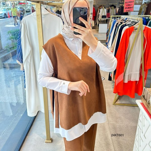 24KT601 Armine Trend Nubuk Kumaş 3'lü Takım - Görsel 3