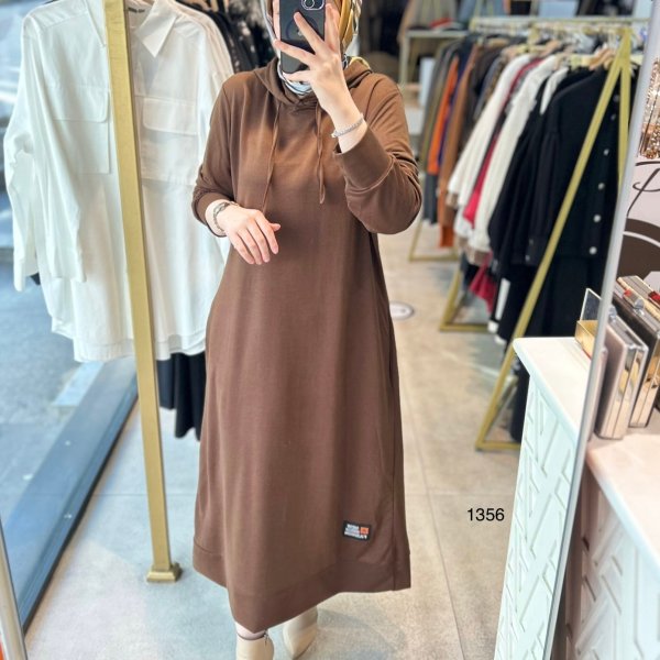 1356 İKİ İPLİK SPOR BOYDAN UZUN ELBİSE - Görsel 5