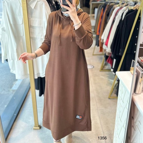 1356 İKİ İPLİK SPOR BOYDAN UZUN ELBİSE - Görsel 6