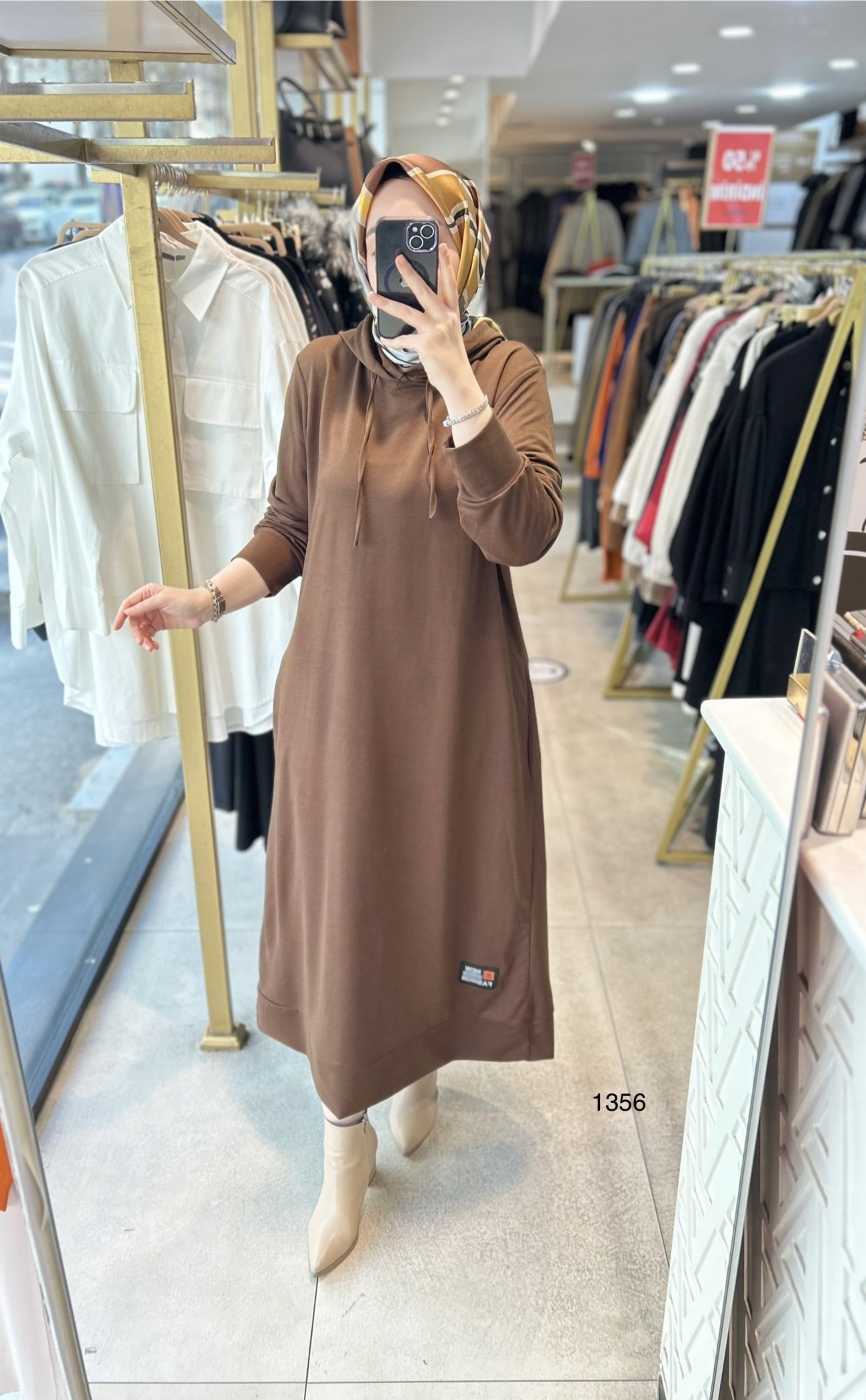 1356 İKİ İPLİK SPOR BOYDAN UZUN ELBİSE