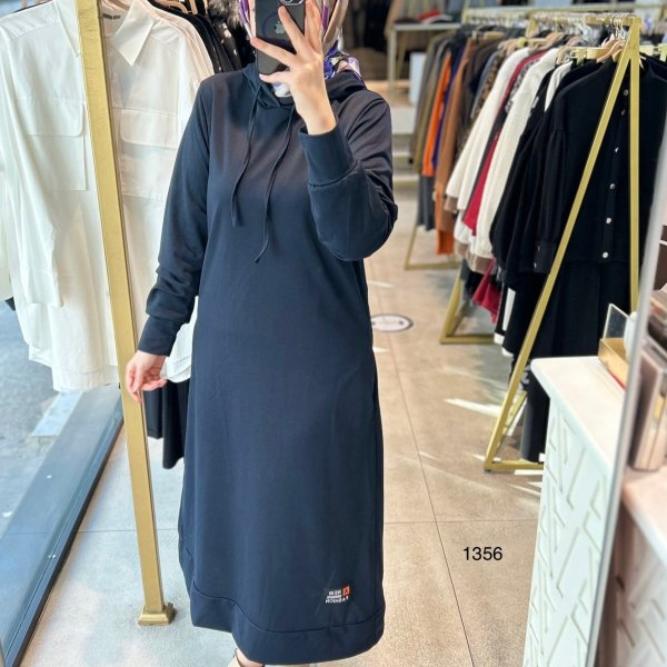 1356 İKİ İPLİK SPOR BOYDAN UZUN ELBİSE - Görsel 1