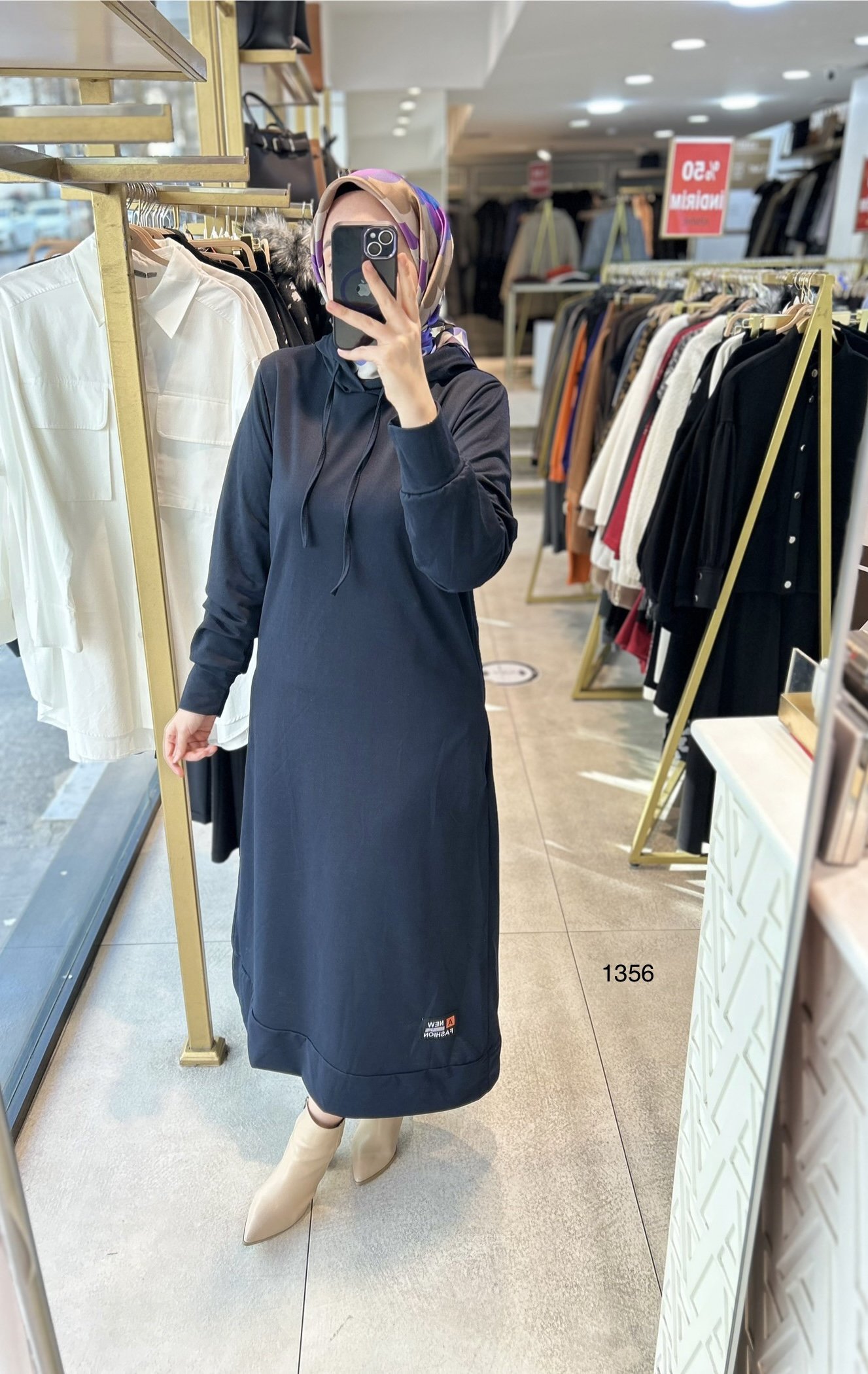 1356 İKİ İPLİK SPOR BOYDAN UZUN ELBİSE