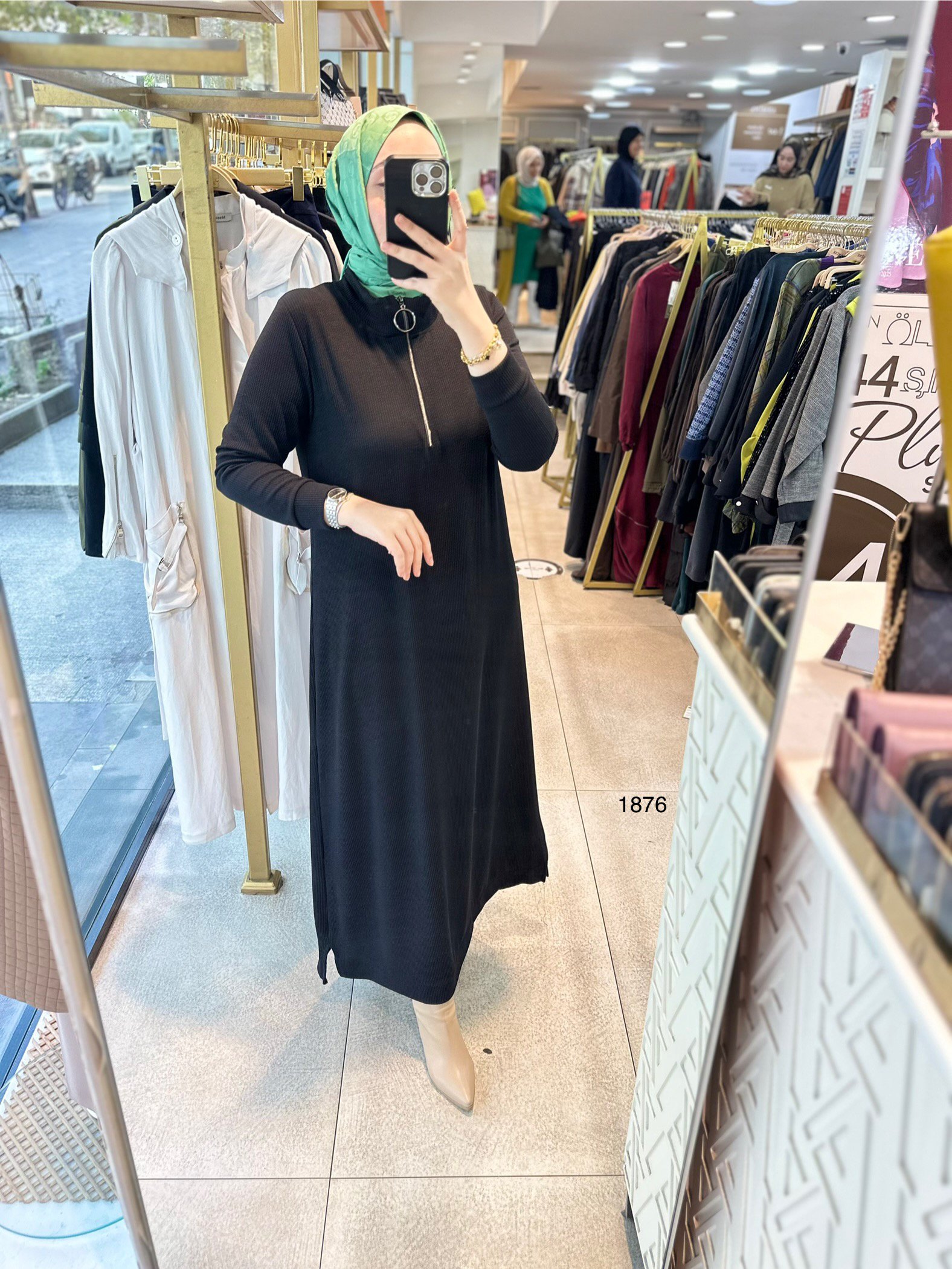 1876 Ön Fermuarlı Elbise - Görsel 5