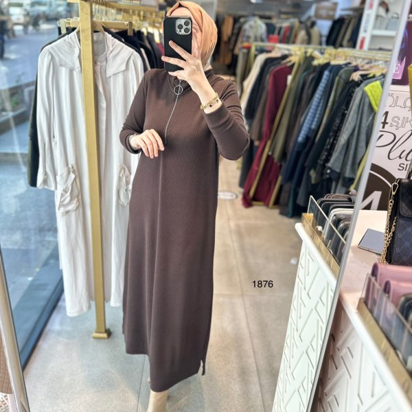 1876 Ön Fermuarlı Elbise - Görsel 6