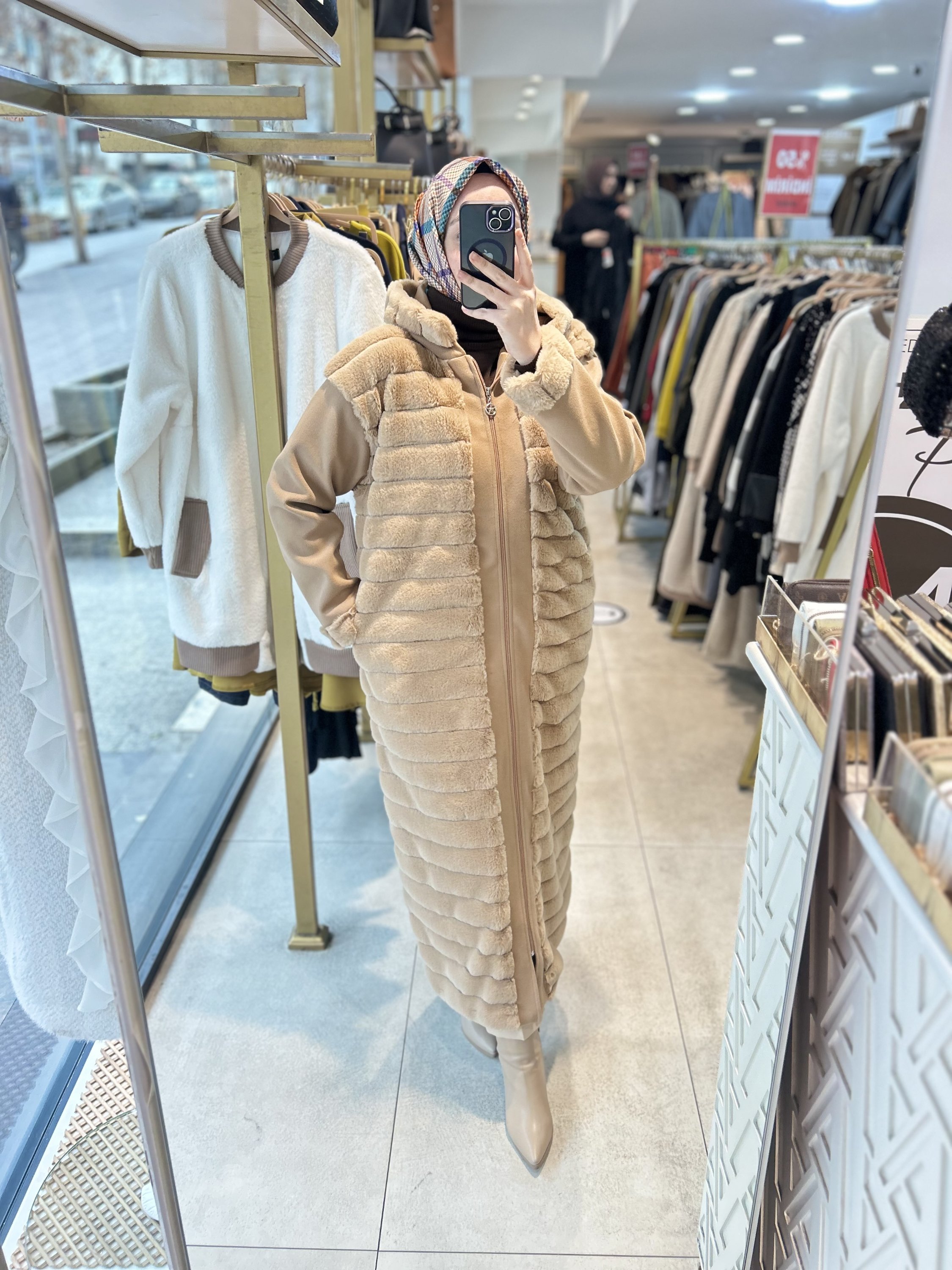 6514 Chanel Broşlu Angora Kaban - Görsel 6