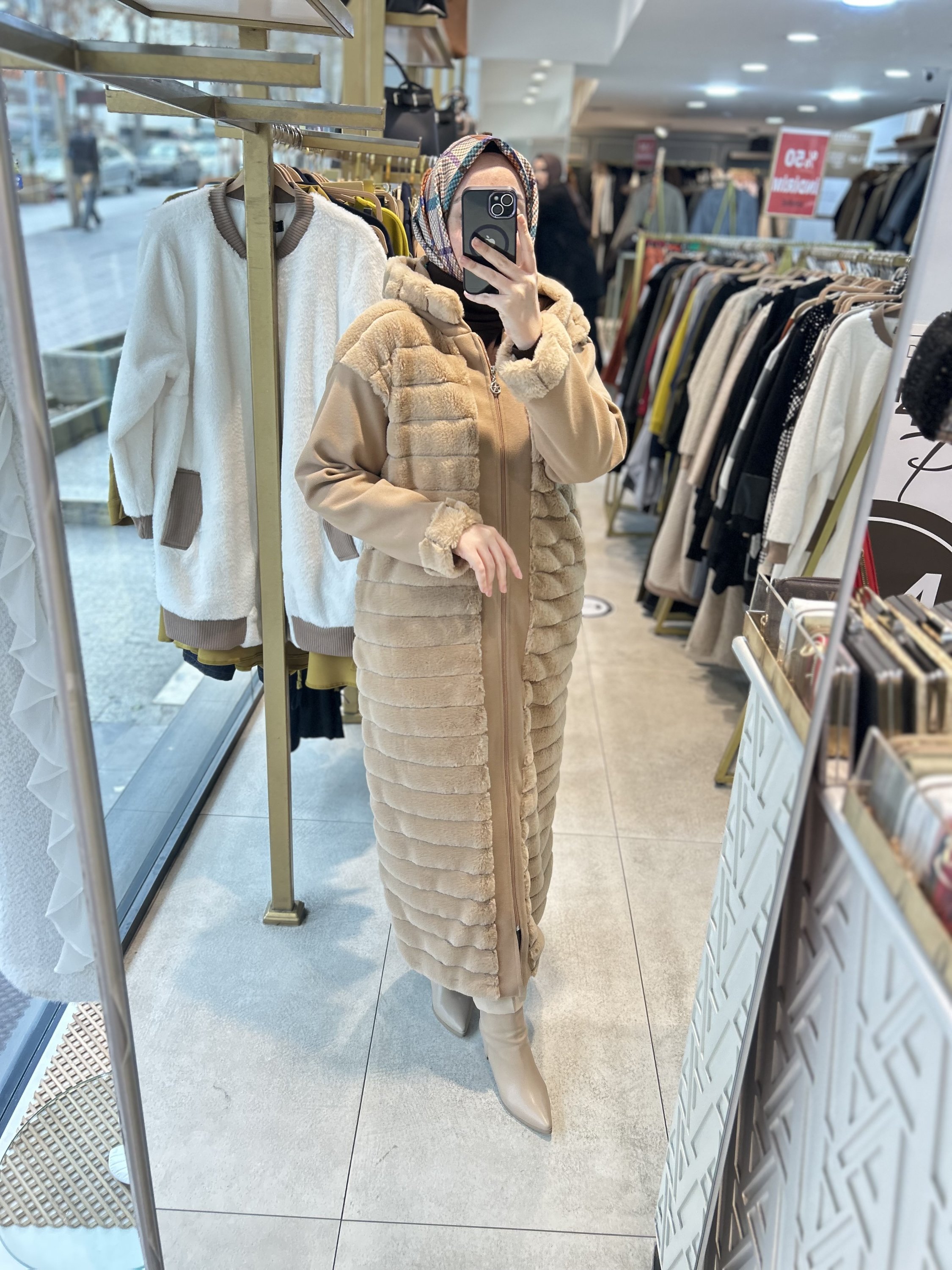 6514 Chanel Broşlu Angora Kaban - Görsel 5