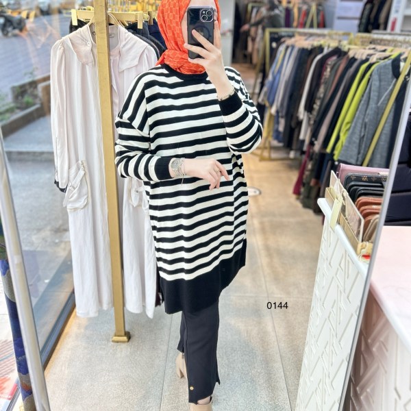 0144 Çizgili Triko - Görsel 8