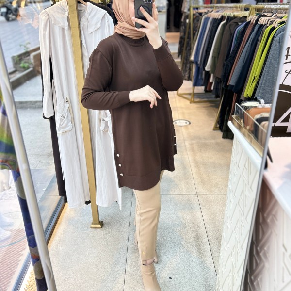 1130  Yan Düğme Detaylı Tunik - Görsel 2