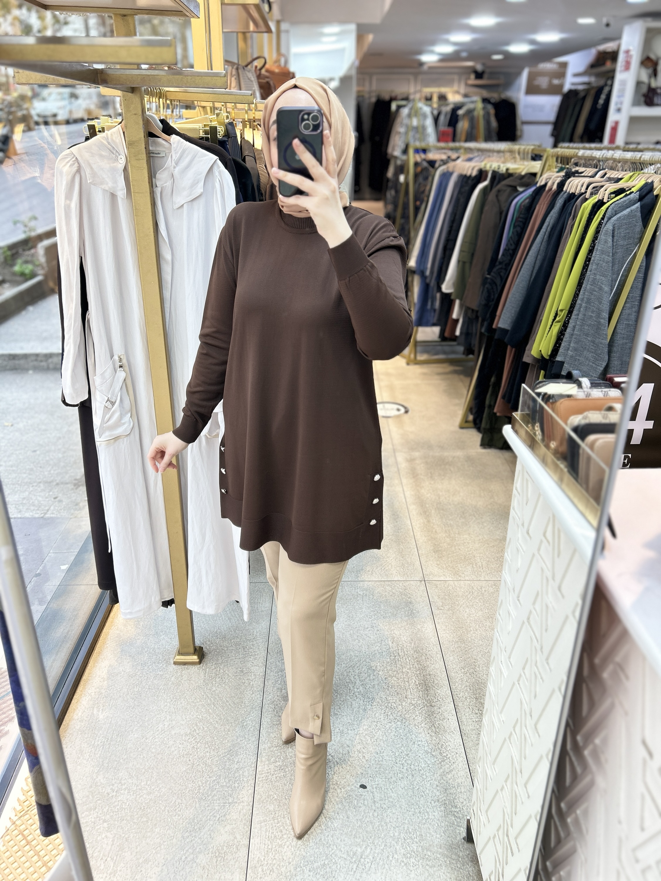 1130  Yan Düğme Detaylı Tunik - Görsel 1